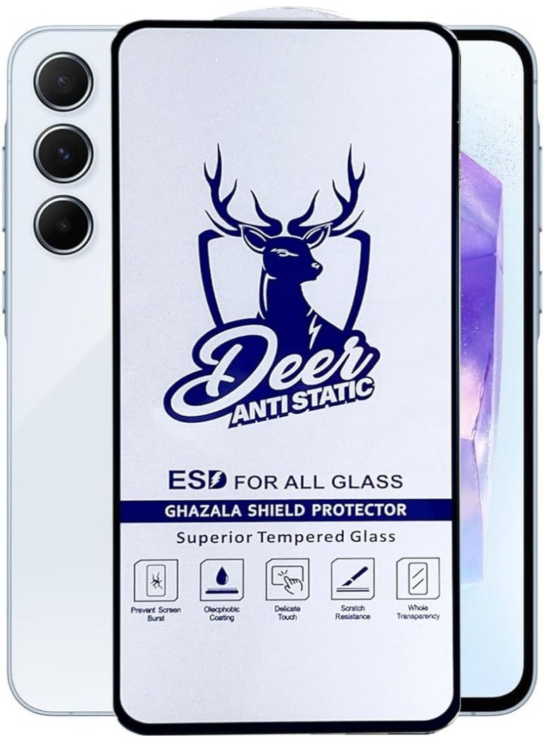 دير شاشة حماية من الزجاج مقوى 9H ESD Anti Static برميم مضادة للصدمات بحافة سوداء متوافقة مع سامسونج جالاكسي A56 / A36 - Image 1