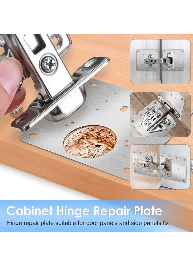 XiuWoo 12PCS Cabinet Hinge Repair Plate, Stainless Steel Hinge Repair Brackets Kit with Fixing Screws, Cabinet Hinge Repair Plate for Kitchen Cupboard Door  - Image 5