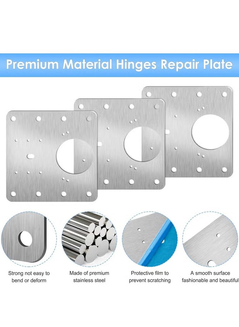 XiuWoo 12PCS Cabinet Hinge Repair Plate, Stainless Steel Hinge Repair Brackets Kit with Fixing Screws, Cabinet Hinge Repair Plate for Kitchen Cupboard Door  - Image 4
