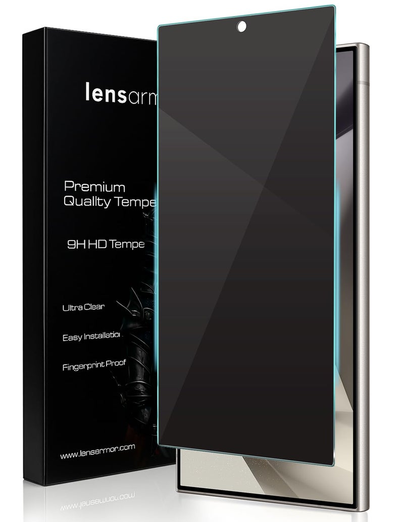 Lensarmor Samsung S24 Ultra Privacy Tempered Glass Borderless – Ultrasonic Fingerprint Compatible Screen Protector for Galaxy S24 Ultra 5G – Military Grade Privacy Screen Guard, 6.9" - Image 1