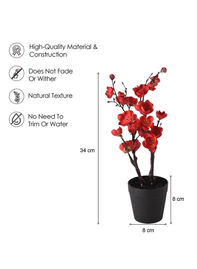 هومستيك نبات صناعي|زهور صناعية للزينة|نباتات لديكور المكتب|وعاء زهور صناعية للزينة|نباتات ذات مظهر طبيعي|زهرتي برقوق صغيرتين متشعبتين|متعدد الألوان - Image 2