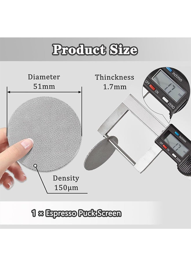 اتش واي شاشة إسبرسو 51 مم - صفيحة شبكية من الفولاذ المقاوم للصدأ لمرشح القهوة Portafilter لسلة 51 مم - Image 2