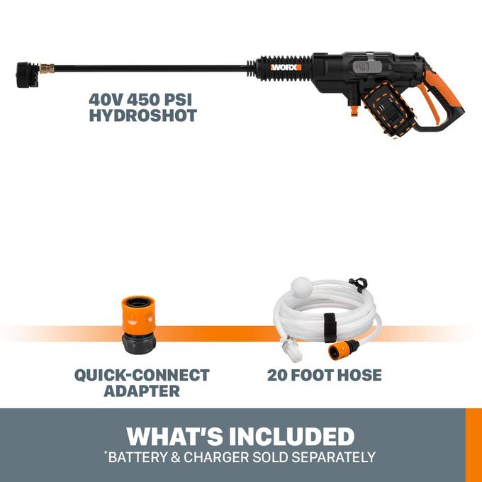 WORX 40V (2.0Ah) Power Share Hydroshot Portable Power Cleaner Wg644.9 (Tool Only) - Image 5