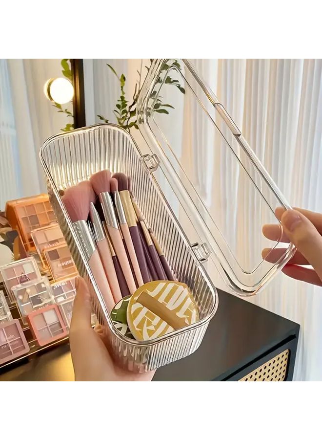 Transparent Plastic Cosmetic Storage Box For Brushes Sponges Puff Dustproof Portable - Image 5