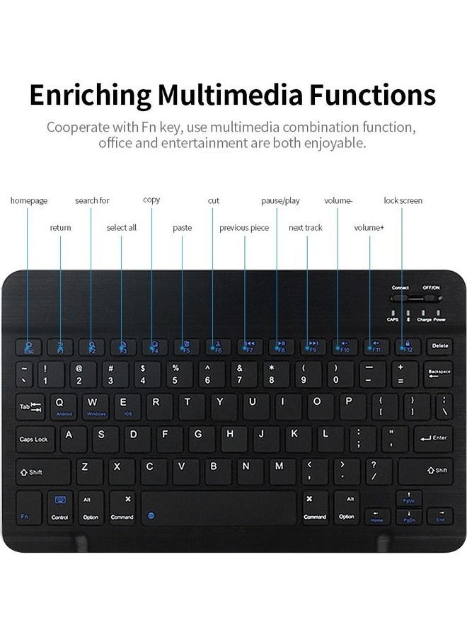 NIBEMINENT Bluetooth Wireless Minor Language Keyboard Black - Image 4