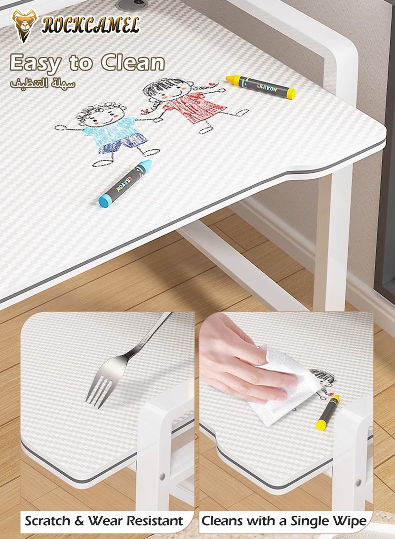 ROCKCAMEL Three-Layer Gaming Desk, Computer Desk 138cm, Home Office Desk, Ergonomic Computer Desktop Study Table, 1.5cm Thickened Panels And Sturdy Steel Frame, Suitable For Study And Game Players (Length 138cm* Width 60cm* Height 150cm) - Image 4