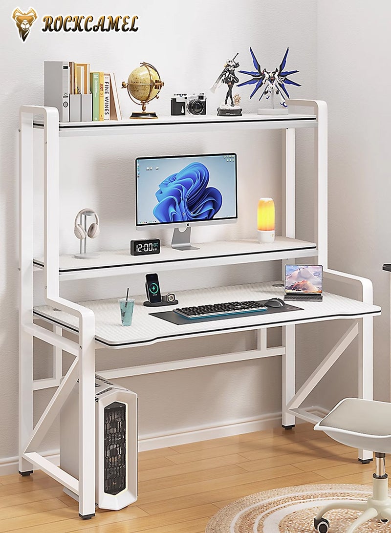 ROCKCAMEL Three-Layer Gaming Desk, Computer Desk 138cm, Home Office Desk, Ergonomic Computer Desktop Study Table, 1.5cm Thickened Panels And Sturdy Steel Frame, Suitable For Study And Game Players (Length 138cm* Width 60cm* Height 150cm) - Image 2