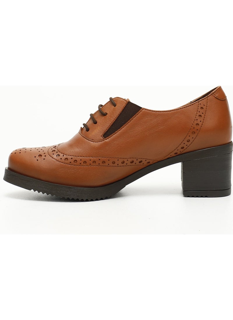 Gönderi(r) Gön Genuine Leather Round Toe Medium Heel Rubber Sole Lace-Up Women's Shoes 24231  - Image 4