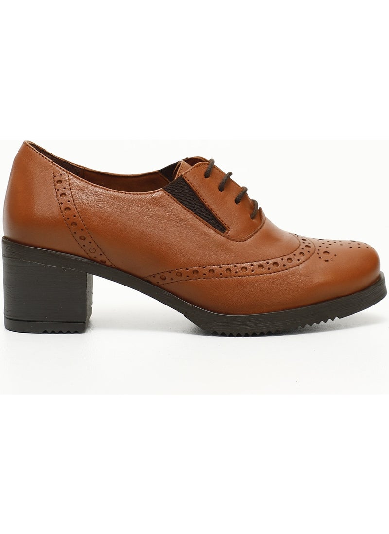 Gönderi(r) Gön Genuine Leather Round Toe Medium Heel Rubber Sole Lace-Up Women's Shoes 24231  - Image 1