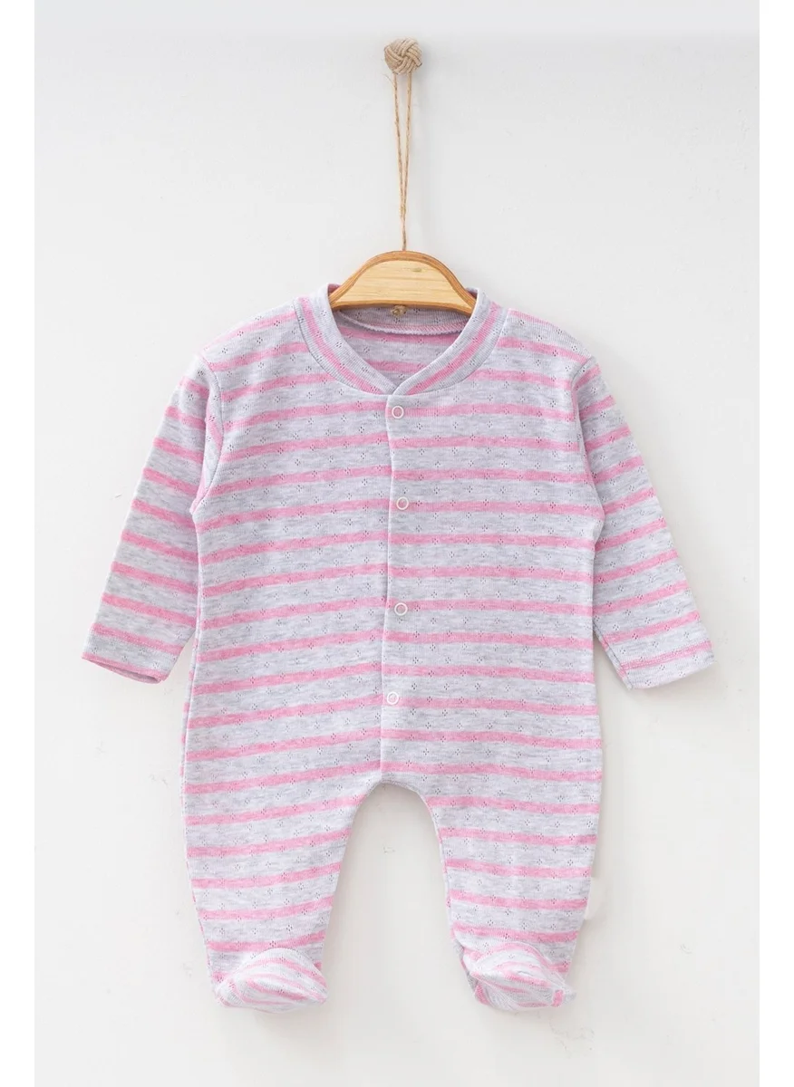 ادا بيبيك تشوكوك Ada Baby Kids 100% Cotton Striped Patterned Jumpsuit with Booties 1894