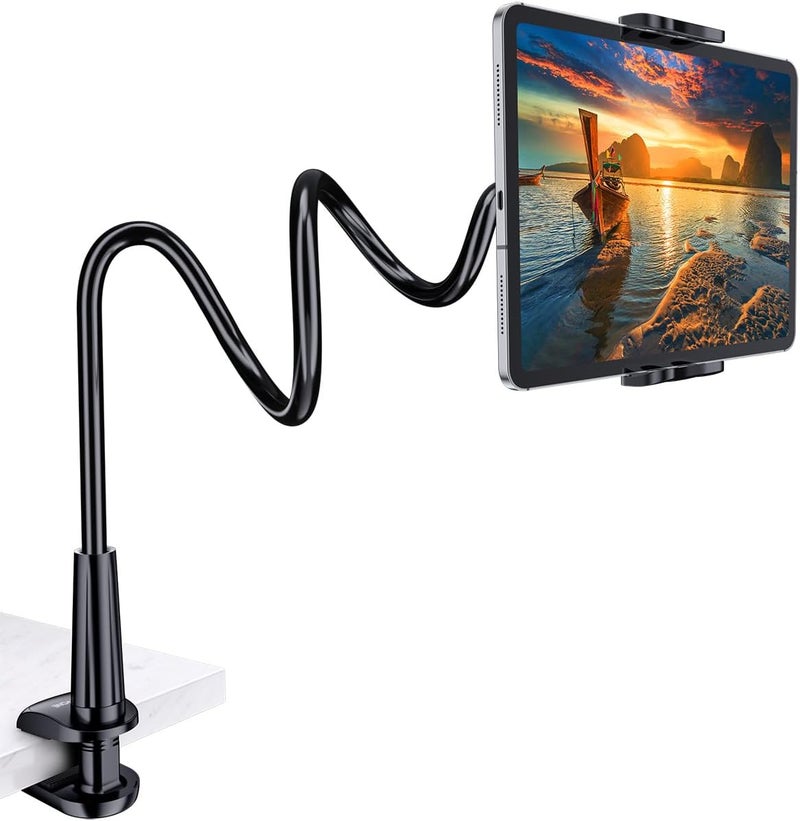 Tryone Gooseneck Tablet Holder Stand for Bed Adjustable Flexible Arm Tablets Mount Clamp on Table Compatible with iPad Air Mini | Galaxy Tabs | Kindle Fire | Switch or Other 4.7-10.5" Devices - Image 1