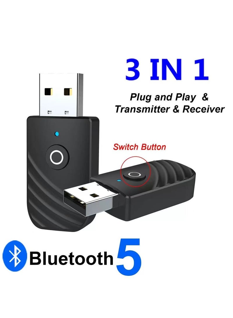 3-in-1 Bluetooth 5.0 Adapter Car Computer TV AUX Audio Bluetooth Speaker Receiver Transmitter Adapter - Image 1