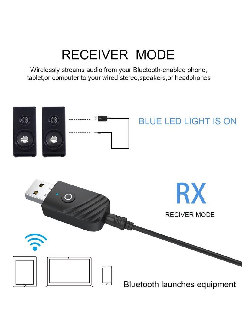 3-in-1 Bluetooth 5.0 Adapter Car Computer TV AUX Audio Bluetooth Speaker Receiver Transmitter Adapter - Image 4