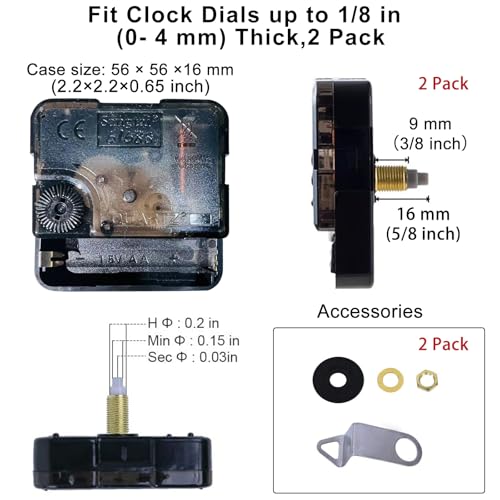 EMOON 2 Pack Silent Sweep Quartz Clock Movement Mechanism with 4 Hands, DIY Repair Replacement for Custom Clocks (Shaft Length 5/8 in) - Image 4