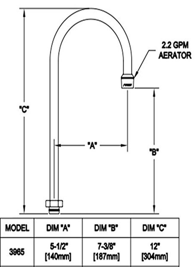 فيشر صنبور فيشر 3965 دوار ذو عنق إوزة مع مهوية 2.2 جالون في الدقيقة، 12 بوصة - Image 2
