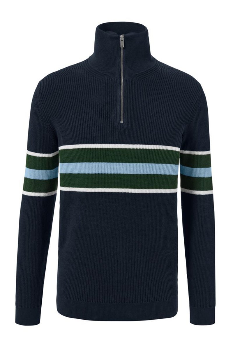 Tchibo Men Funnel Neck Long Sleeves Stripe Sweatshirts, Navy Blue - Image 2