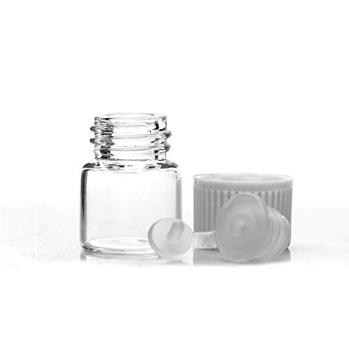 Enslz Oil Bottles for Essential Oils 50 Pcs 1 ml (1/4 Dram) Transparent Glass Vials Bottles, with Orifice Reducers and White Caps, 0.5ml 2 pcs Pipettes Droppers for Essential Oils Aromatherapy with - Image 5