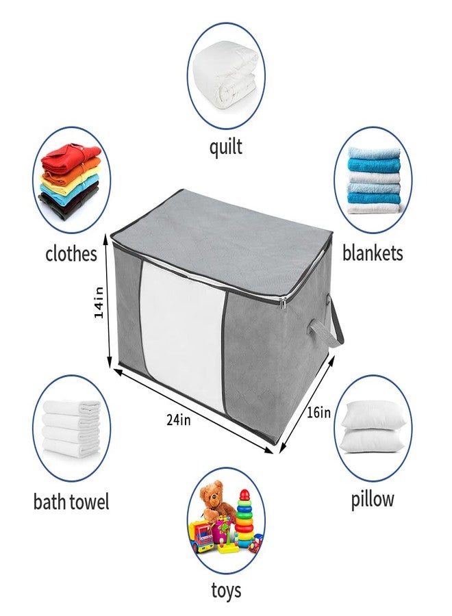 JERIA 6-Pack Extra Large Capacity Storage Bins with Clear Window, Closet Organizer and Clothes Storage Bags, 3 Layers Fabric, Reinforced Handle and Sturdy Zipper (Size:24" L X 16" W X 14" H) - Image 2