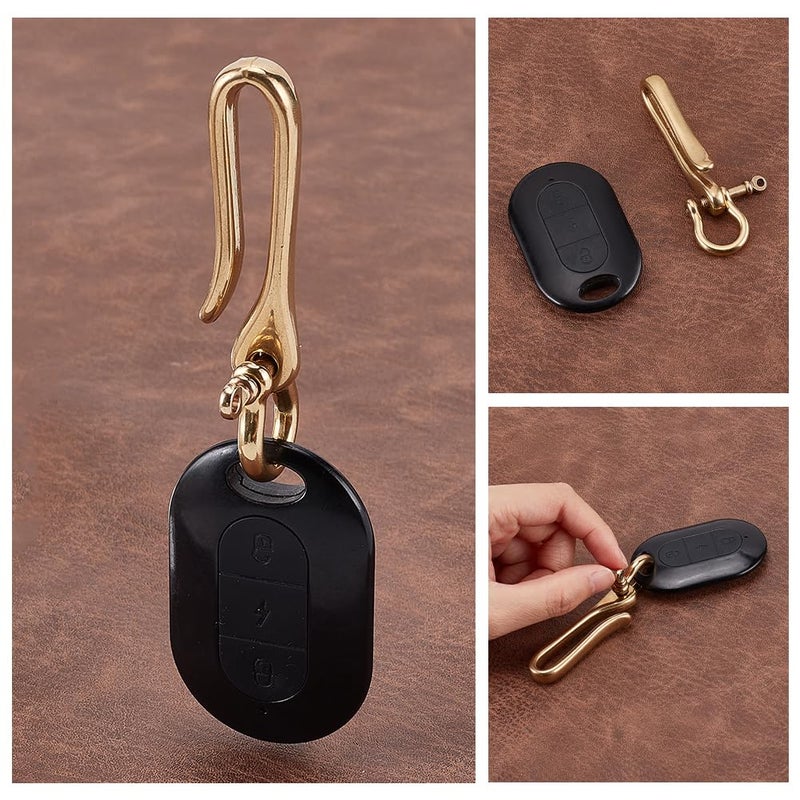 PH PandaHall Fish Hook Keychain, Brass Key Ring Golden Solid U Shape Key Hook Belt Keyring Pocket Clip with Key Shackle Heavy Duty Car keychain for Men Women Wallet Chain Purse Accessory - Image 4