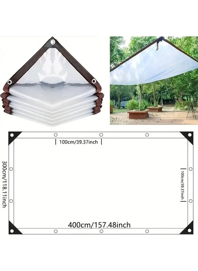 قِماش مشمع PVC ثقيل مقاوم للماء 2 × 4 أمتار، أبيض شفاف، شبكة سميكة للبيوت المحمية - Image 5