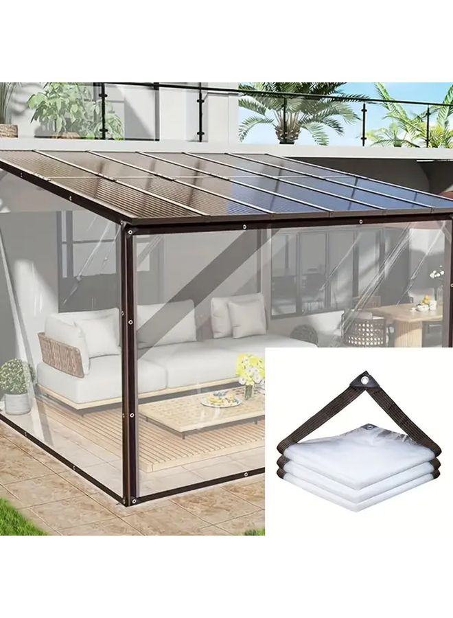 قِماش مشمع PVC ثقيل مقاوم للماء 2 × 4 أمتار، أبيض شفاف، شبكة سميكة للبيوت المحمية - Image 1