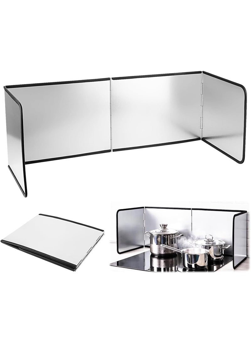 Brikipth Brikipth 4 Sided Splatter GuardFoldable Stainless Steel Oil Splatter Screens Oil Splash Insulation Oil Splatter Guard Stove Heat Insulation Board 75x30cm  - Image 1