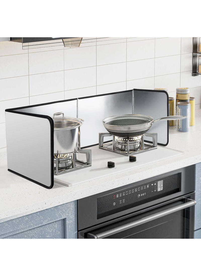 Brikipth Brikipth 4 Sided Splatter GuardFoldable Stainless Steel Oil Splatter Screens Oil Splash Insulation Oil Splatter Guard Stove Heat Insulation Board 75x30cm  - Image 3