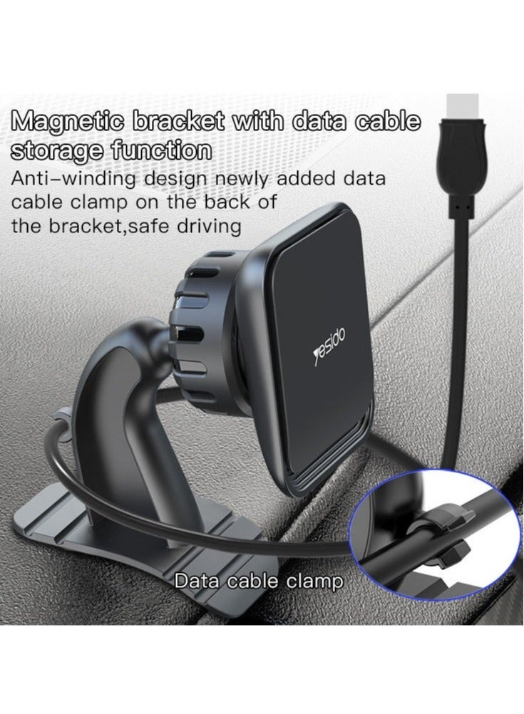 C110 Magnetic 360° Universal Car Dashboard Mobile Phone Holder – Strong Magnetic Grip, Adjustable Rotation, Secure Mount for iPhone, Android, GPS – Black