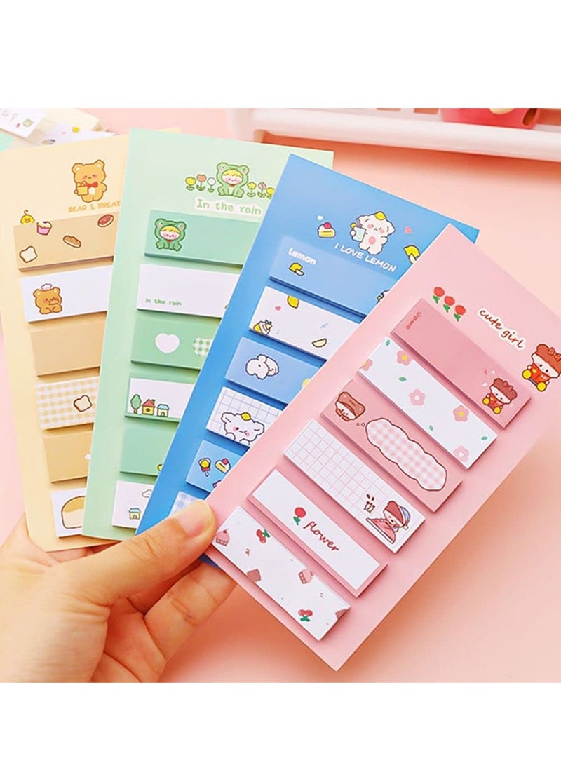 SYOSI 8 Pcs Sticky Notes, Cartoon Sticky Notes Animals Shape Markers Flags Self-Stick Memo Pads Students Home Office Roommates Gifts Tab Supplies(4 Styles*2) - Image 1