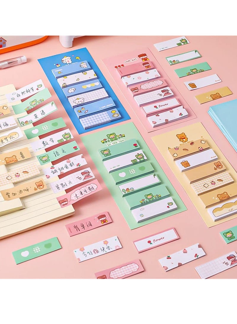 SYOSI 8 Pcs Sticky Notes, Cartoon Sticky Notes Animals Shape Markers Flags Self-Stick Memo Pads Students Home Office Roommates Gifts Tab Supplies(4 Styles*2) - Image 3