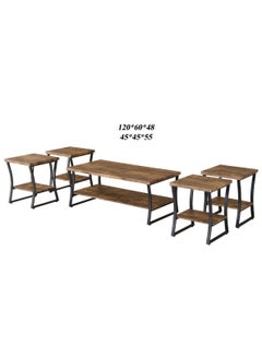 Living 5 Pieces, Wooden Coffee Tables set 1+4 (120*60*48) (45*45*55) CM 