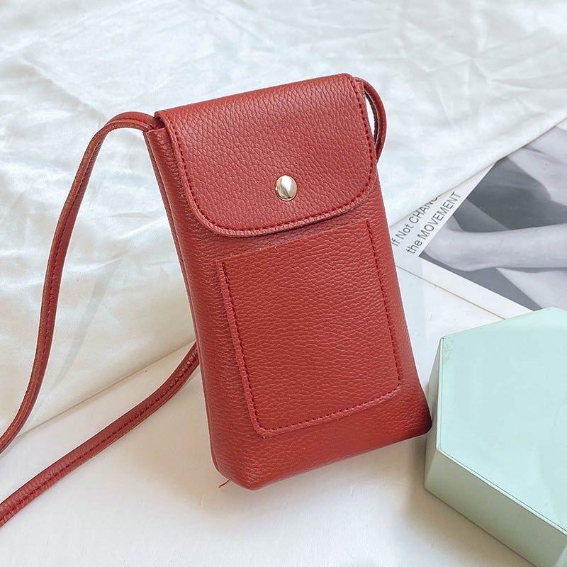 Mobile Phone Bag Vertical Lightweight Casual Small Bag Women'S Crossbody Bag Easiest For Match Genuine Leather Texture Walking Bag - Image 1