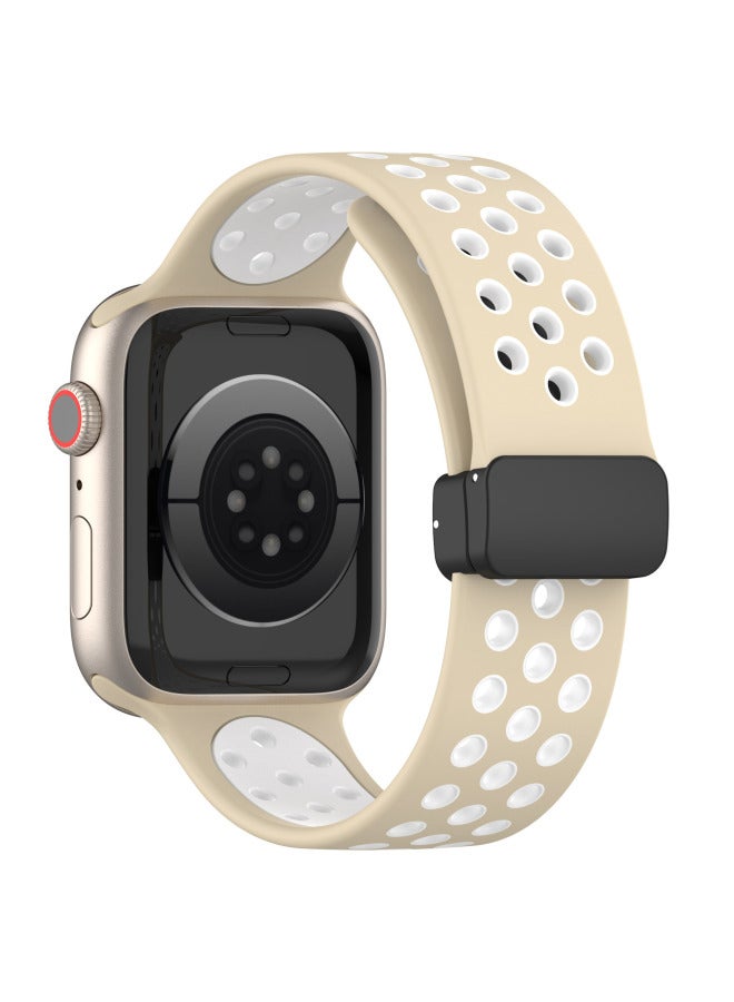 LS For Apple Watch Ultra Apple 1-10 Generations Universal Magnetic Buckle Nike Breathable Two-color Strap - Image 4