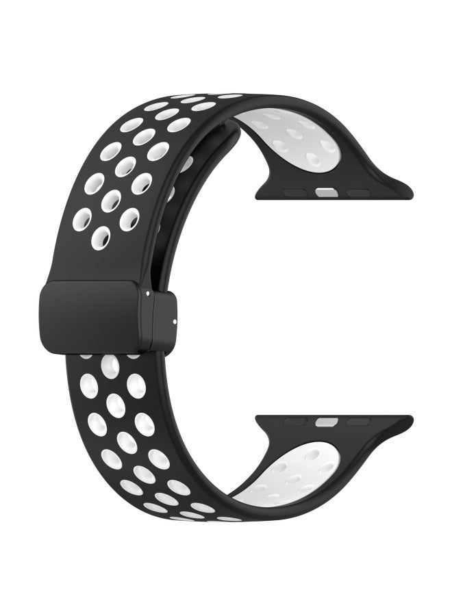 LS For Apple Watch Ultra Apple 1-10 Generations Universal Magnetic Buckle Nike Breathable Two-color Strap - Image 1