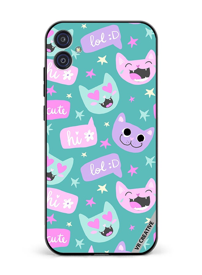 Protective Case Cover For Samsung Galaxy M04/F04 Cat Had And Bubble Speech Design Multicolour