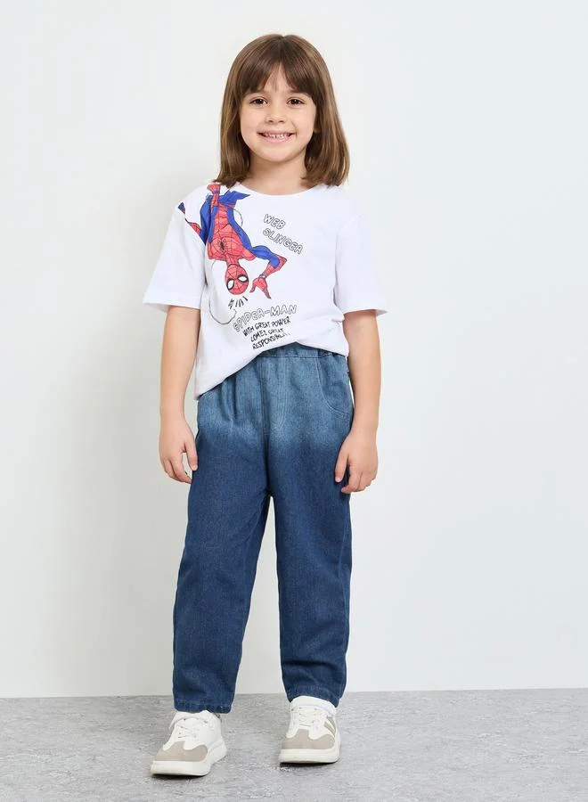 ستايلي Girls Pull-On Faded Jeans