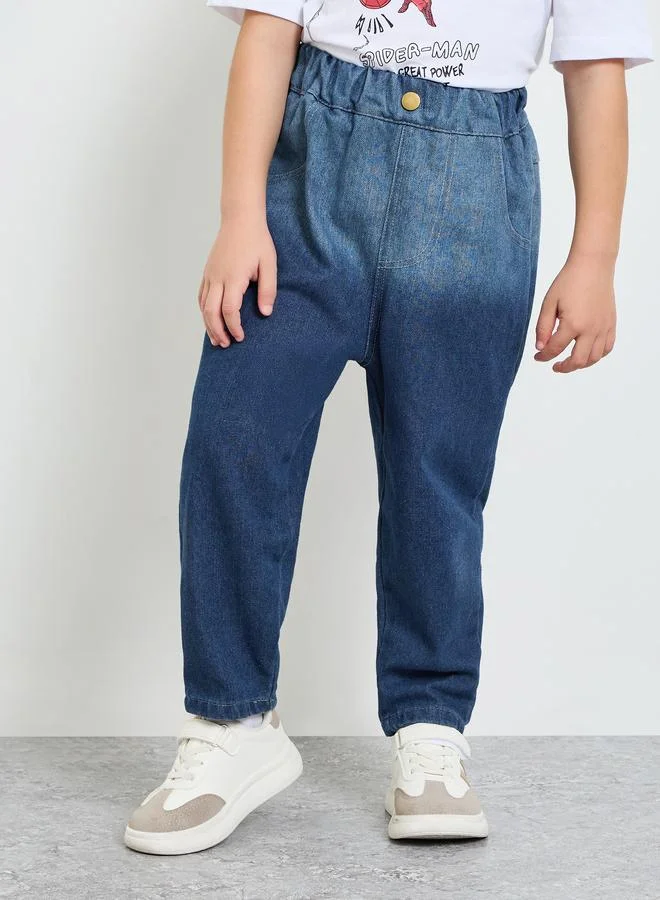 ستايلي Girls Pull-On Faded Jeans