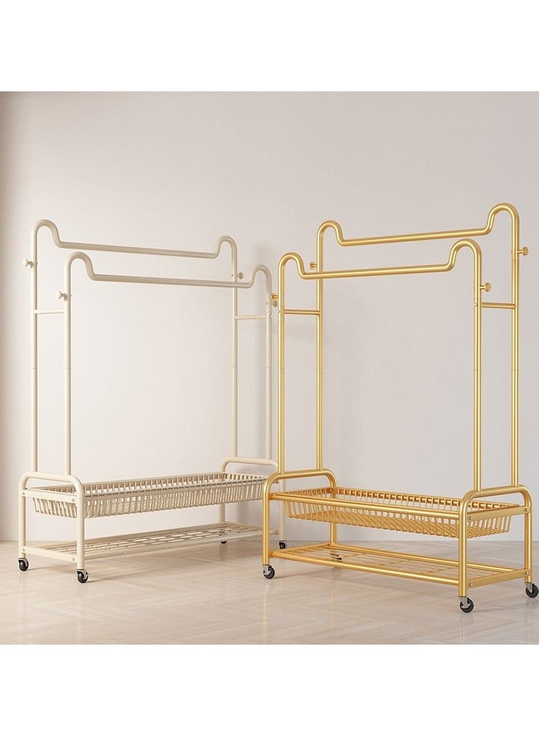 Alissa Double Rod Rolling Clothes Rack with Storage Basket & Shoe Shelf – Heavy-Duty Metal Organizer with Wheels for Garments, Bags & Daily Essentials (171×150×32cm)  - Image 2