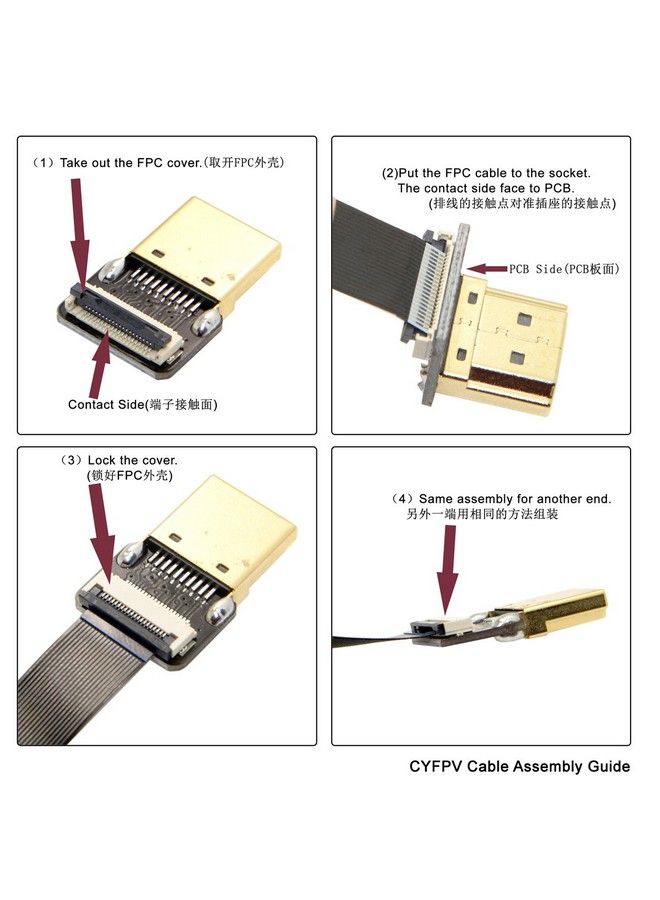Cablecc كابل فلات ميكرو إتش دي إم آي ذكر بزاوية 90 درجة إلى ميني إتش دي إم آي 20 سم لكاميرا جوبرو والطائرات متعددة المروحيات التصوير الجوي - Image 3
