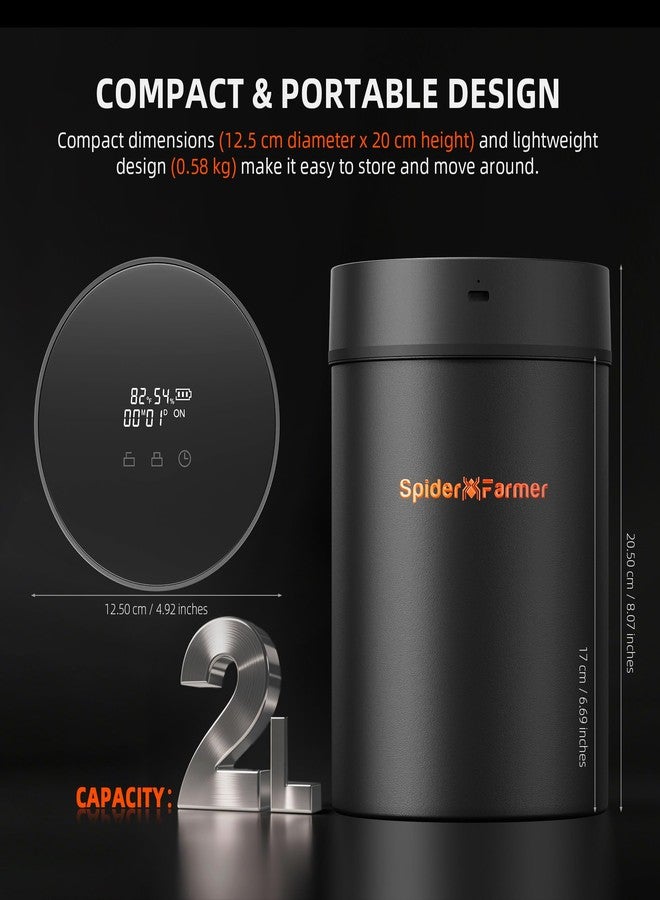 Spider Farmer New Auto-Cure Smart Jar, 2L Portable Vacuum Seal Container with 4 x 62% Humidity Packs, Curing Jar Airtight Storage for Herbs, Spices, Flowers - Image 4