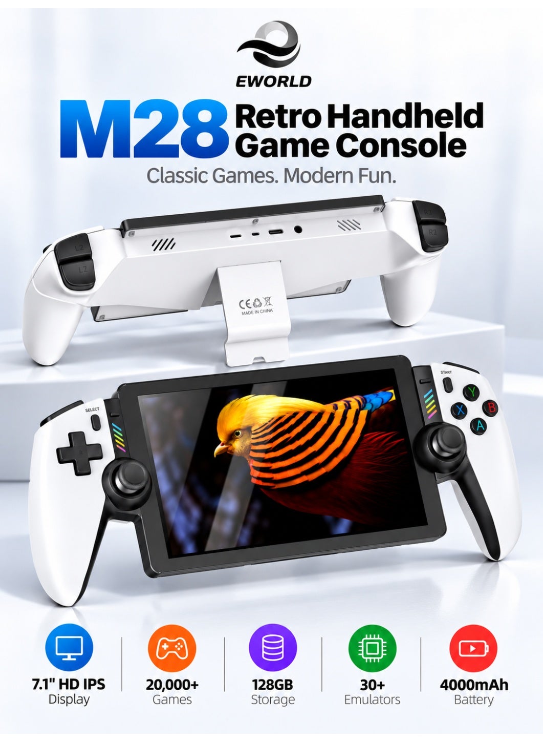 إي وورلد Eworld M28 Retro Handheld Game Console 128GB