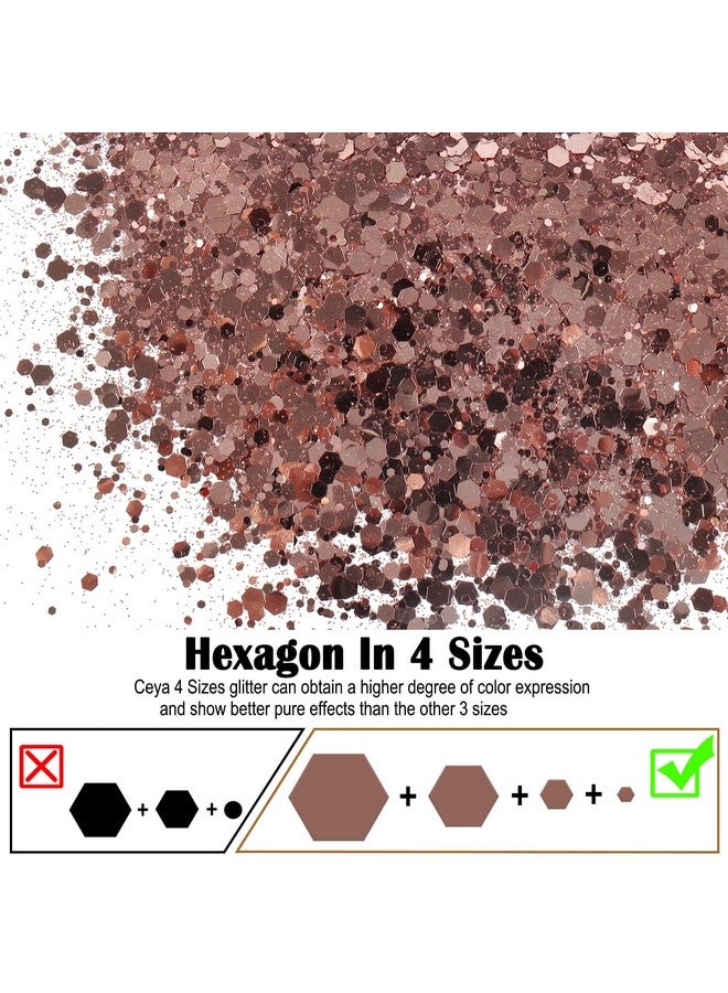ceya Chunky Glitter 3.5Oz/ 100G Pink Gold Craft Glitter Powder Mixed Fine Flakes Iridescent Nail Sequins For Nail Art Hair Epoxy Resin Tumblers Slime Painting Festival Decor - Image 2