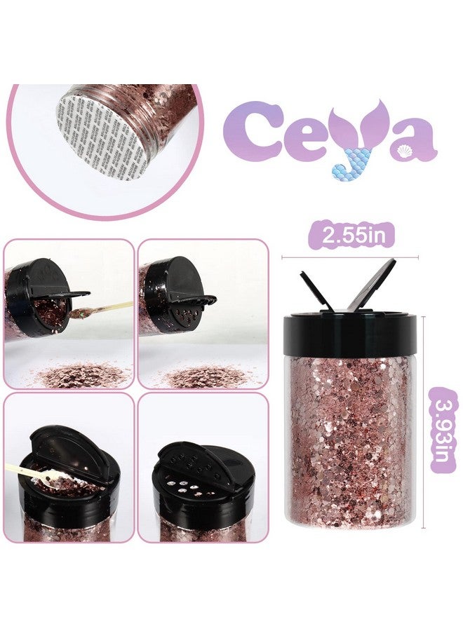 ceya Chunky Glitter 3.5Oz/ 100G Pink Gold Craft Glitter Powder Mixed Fine Flakes Iridescent Nail Sequins For Nail Art Hair Epoxy Resin Tumblers Slime Painting Festival Decor - Image 4