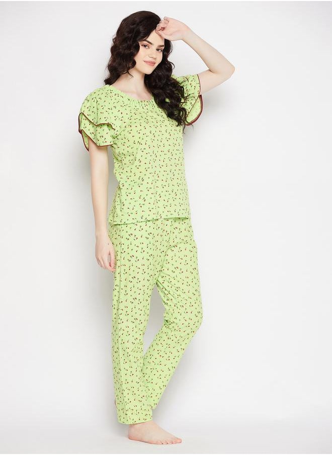 Clovia Printed Round Neck Top and Pyjama Set by Styli  - Image 5