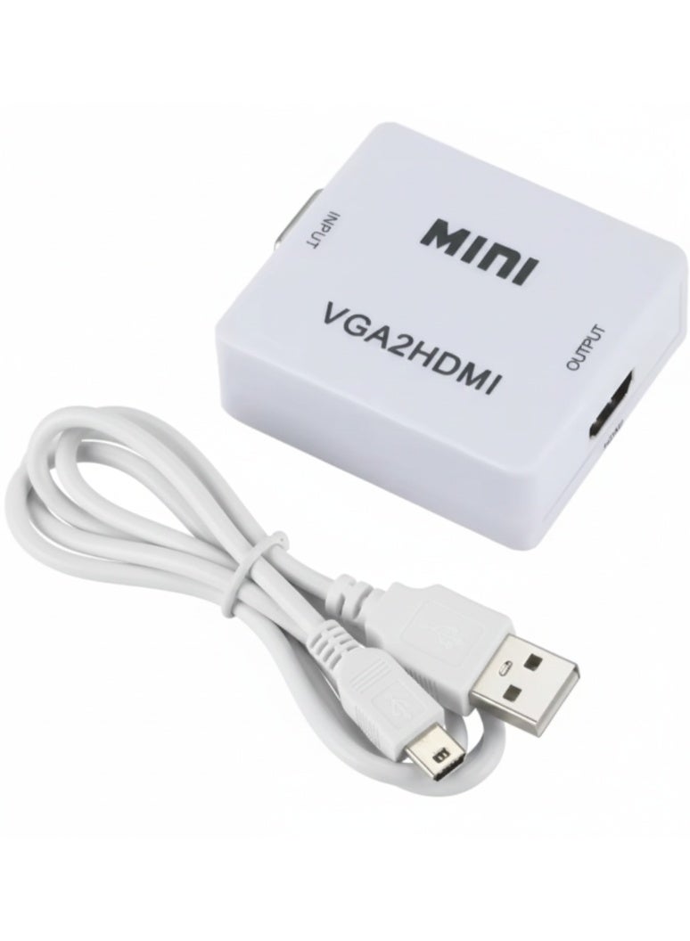 Mini VGA TO HDMI 1080P Converter with USB Power Support for Seamless Analog to Digital Video Transmission from Legacy VGA Devices to Modern HDMI Displays - Image 1