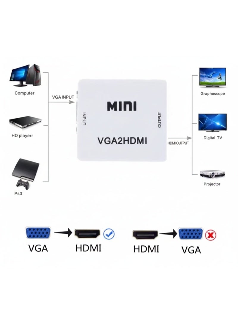 Mini VGA TO HDMI 1080P Converter with USB Power Support for Seamless Analog to Digital Video Transmission from Legacy VGA Devices to Modern HDMI Displays - Image 5