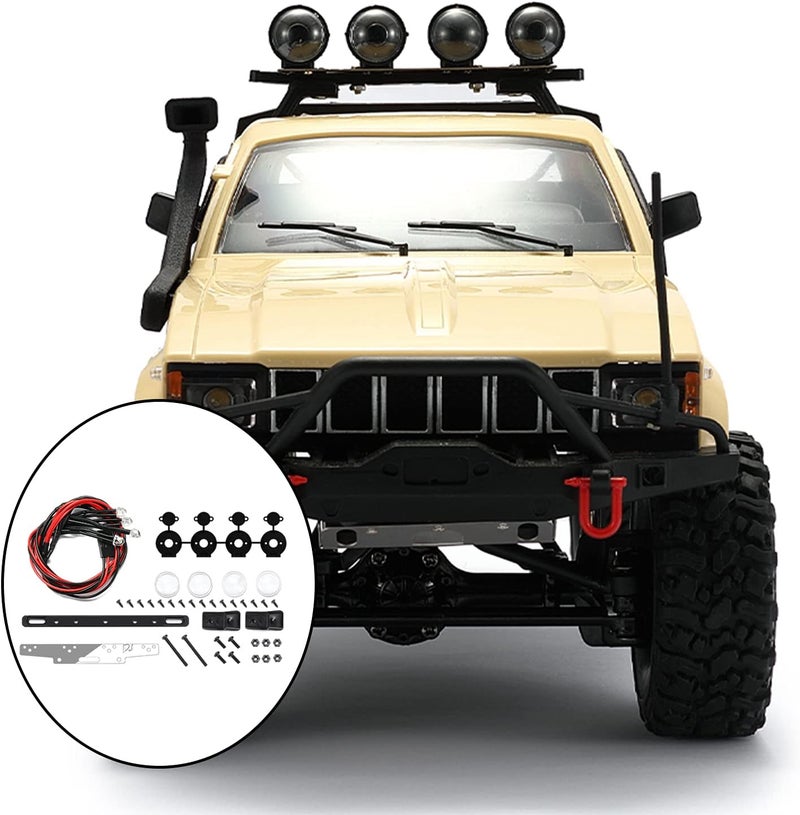 كلاراكو طقم إضاءة معدني دائري لسيارات التحكم عن بعد الزاحفة، 4 مصابيح LED، مناسب لسيارات AXIAL SCX24 والشاحنات، قطع غيار وإكسسوارات يمكنك تركيبها بنفسك - Image 5