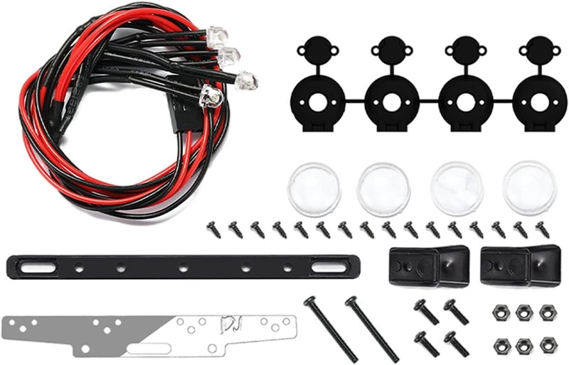 كلاراكو طقم إضاءة معدني دائري لسيارات التحكم عن بعد الزاحفة، 4 مصابيح LED، مناسب لسيارات AXIAL SCX24 والشاحنات، قطع غيار وإكسسوارات يمكنك تركيبها بنفسك - Image 1