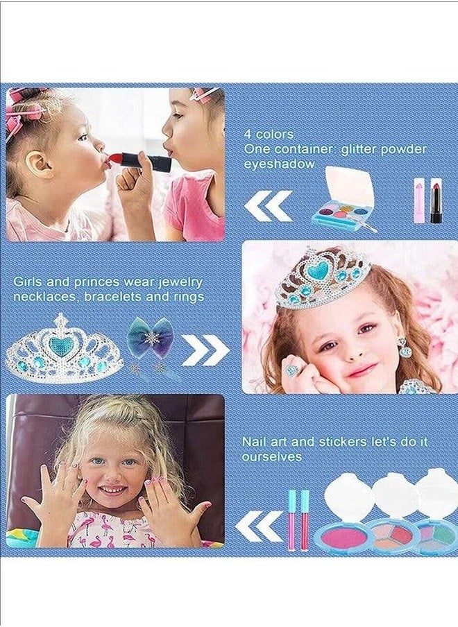 BLOOMING TIME Children's Cosmetics Makeup Simulation Toy Princess Makeup Bag Set Lipstick Eye Shadow Birthday Gift Girl Makeup Set Can Be Applied  - Image 5