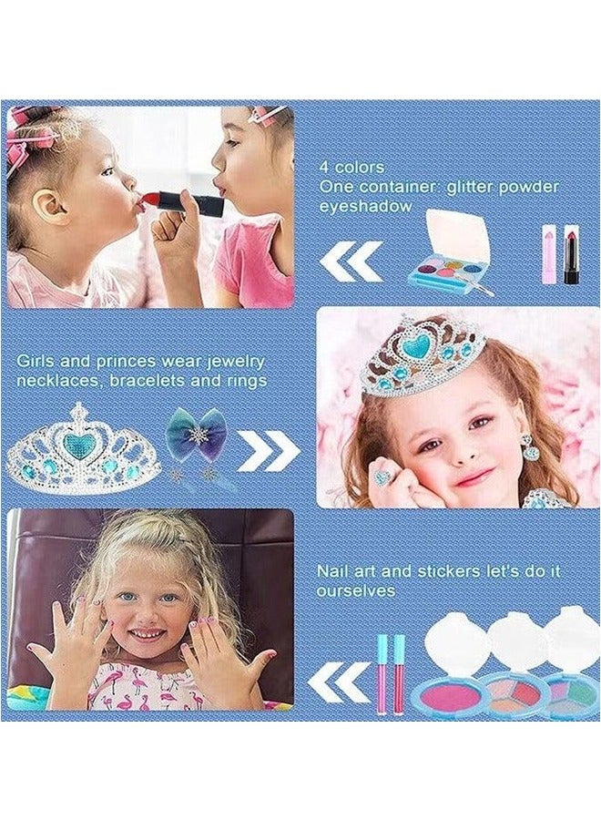 بلومنغ تايم الأطفال مستحضرات التجميل ماكياج محاكاة لعبة الأميرة حقيبة مستحضرات تجميل مجموعة أحمر الشفاه ظلال العيون هدية عيد ميلاد فتاة ماكياج مجموعة يمكن تطبيقها - Image 3